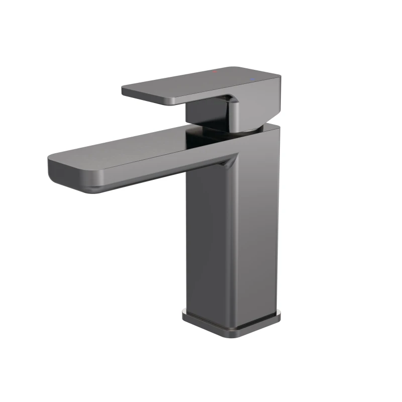 Image of Balterley Square Mono Basin Mixer Tap Push Button Waste Brushed Pewter Silver