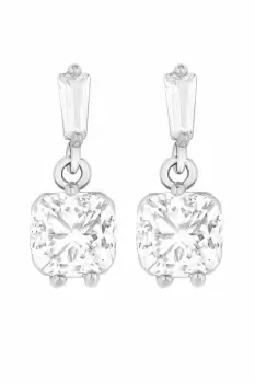 Image of Rhodium Plated Square Cushion Drop Earrings