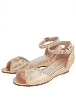 Image of Monsoon Girls Dawn Shimmer Wedge Sandals - Gold, Size 2 Older