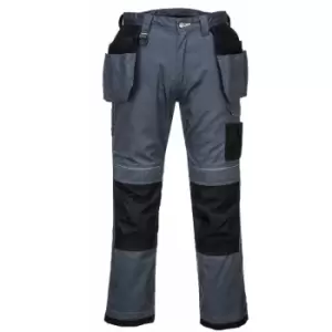 Image of Portwest - T602 - Grey/Black 48 Regular PW3 Holster Work Trousers Combat Cargo Pants - Grey/Black