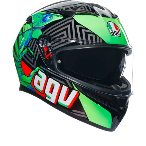 Image of AGV K3 E2206 MPLK Kamaleon Black Red Green 013 Full Face Helmet Size L