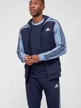 Image of adidas Melange Full Zip Hoodie - Navy, Size L, Men