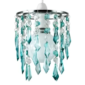Image of Acrylic Pendant Shade with Teal and Clear Droplets