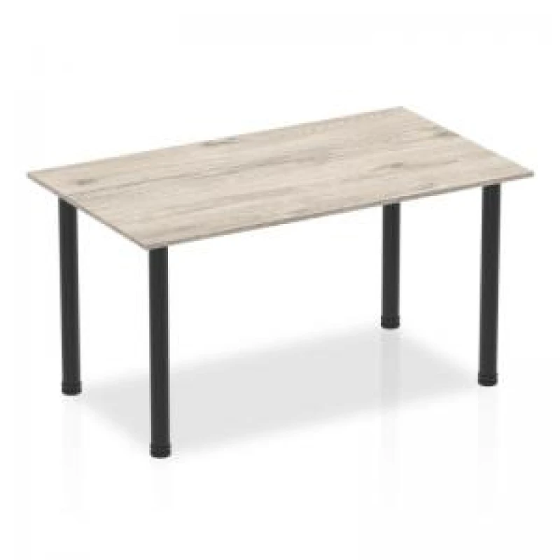 Image of Dynamic Impulse 1400mm Straight Table Grey Oak Top Black Post Leg BF00399