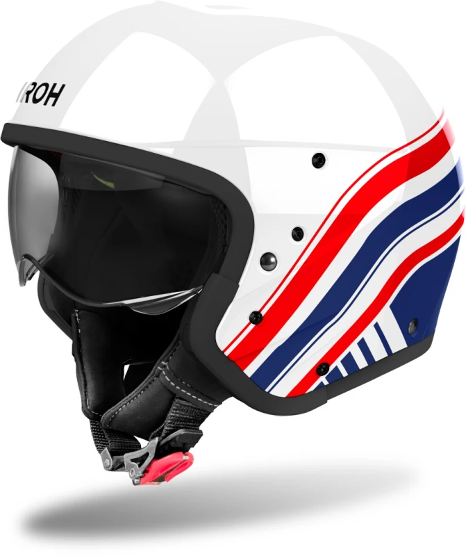 Image of Airoh J 110 Eon Gloss White Red Blue Jet Helmet Size M