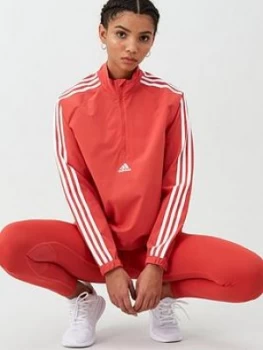 Image of Adidas Woven 3 Stripe 1/2 Zip - Red