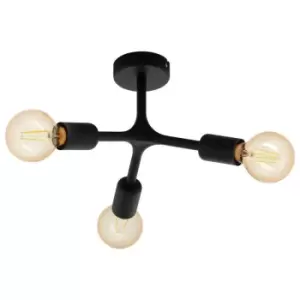 Image of Bocadella 3 Lamp Multi Arm Semi Flush Ceiling Light Black - Eglo