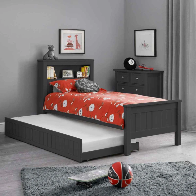 Image of SO'HOME Savannah Bookcase Bed & Underbed Charcoal SINGLE (90 x 190cm)