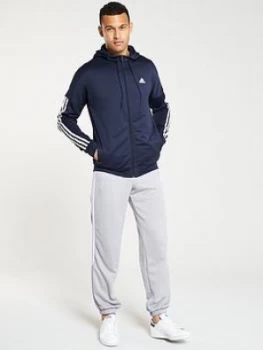 Image of Adidas Smu Hooded 3 Stripe Tracksuit - Navy