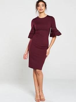 Image of Ted Baker Filnio Lace Insert Bodycon Dress, Oxblood, Size 1=8, Women