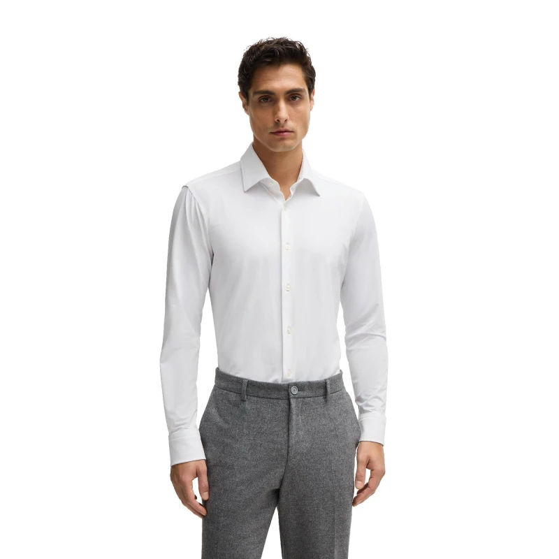 Image of Boss Mens P Joe Kent Long Sleeve Oxford Shirt White male 17.75 inch