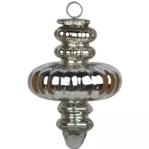 Image of Hill Interiors The Noel Collection Fluted Christmas Bauble (17cm x 11cm x 11cm) (Silver)