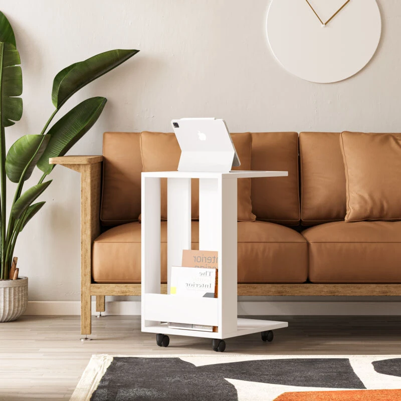 Image of DECORTIE Decortie - Edi Modern Side End Table Multipurpose With Creativeness - White - White M.SH.12470.2