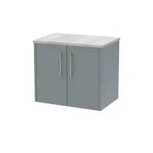 Image of Hudson Reed Juno 600mm Wall Hung 2 Door Vanity & Bellato Grey Laminate Top - Coastal Grey