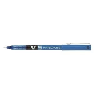 Image of Pilot V5 Hi Tecpoint Rollerball Pen Liquid Ink 0.5mm Tip Blue Ref V503