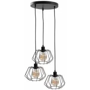 Image of Keter Luna Cluster Pendant Ceiling Light Black, 32cm, 3x E27