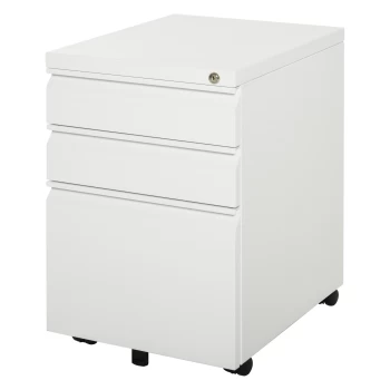 Image of Vinsetto Mobile Vertical File Cabinet Lockable Metal Filling Cabinet with 3 Drawers and Anti-tilt Design AOSOM UK