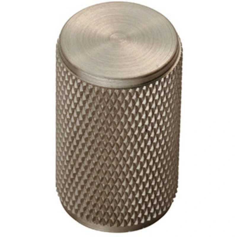 Image of Loops Knurled Cylindrical Cupboard Door Knob 18mm Dia Satin Nickel Cabinet Handle Metallics unisex