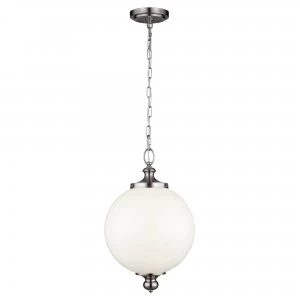 Image of 1 Light Large Globe Ceiling Pendant Brushed Steel, E27