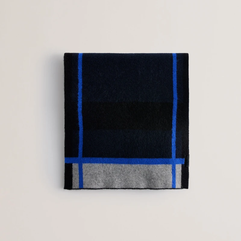 Image of Ted Baker Womens Stripe Woven Midweight Scarf Navy female One Size