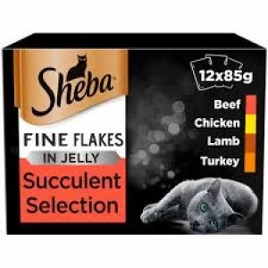 Image of Sheba Fine Flakes Succulent Cat Food 12 x 85g
