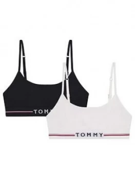 Image of Tommy Hilfiger Girls 2 Pack Logo Bralette - Navy White