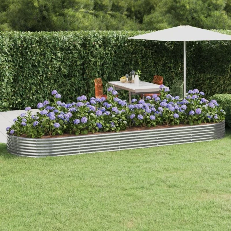 Image of vidaXL Garden Raised Bed Powder-coated Steel 450x140x36cm Silver 319042