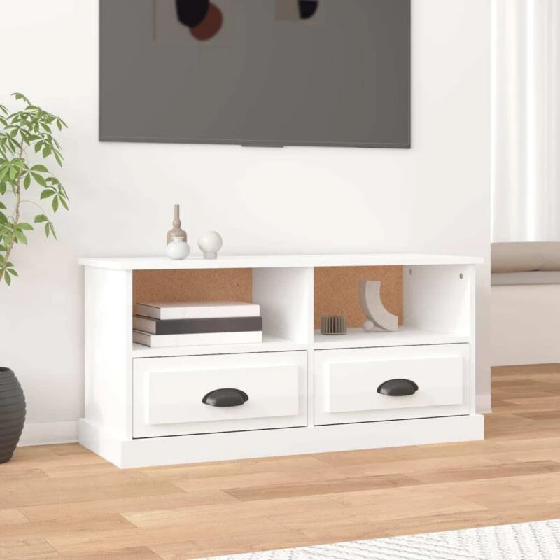 Image of vidaXL TV Cabinet High Gloss White 93x35.5x45cm Engineered Wood, White 816466