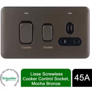Image of Schneider Electric - Lisse Screwless Cooker Control 13A 1 Socket 45A Mocha Bronze