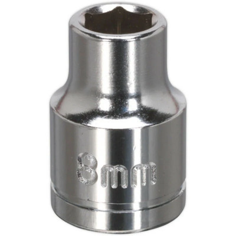 Image of Loops 8mm Chrome Plated Drive Socket - 3/8" Square Drive - High Grade Carbon Steel Metallics