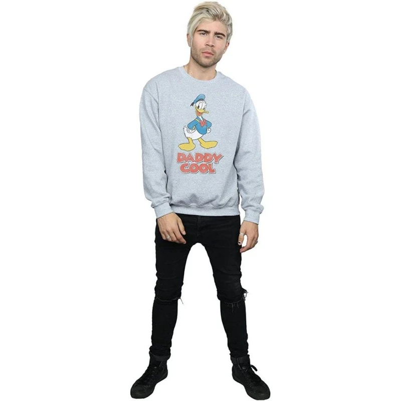 Image of Disney Men Daddy Cool Donald Duck Sweatshirt in Grey Size: Small Grey S Male 5063377485684