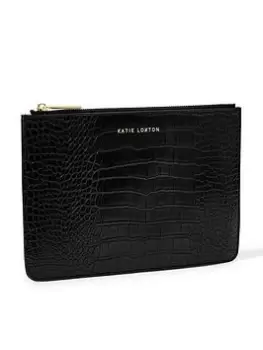 Image of Katie Loxton Faux Croc Perfect Clutch Bag - Black, Women