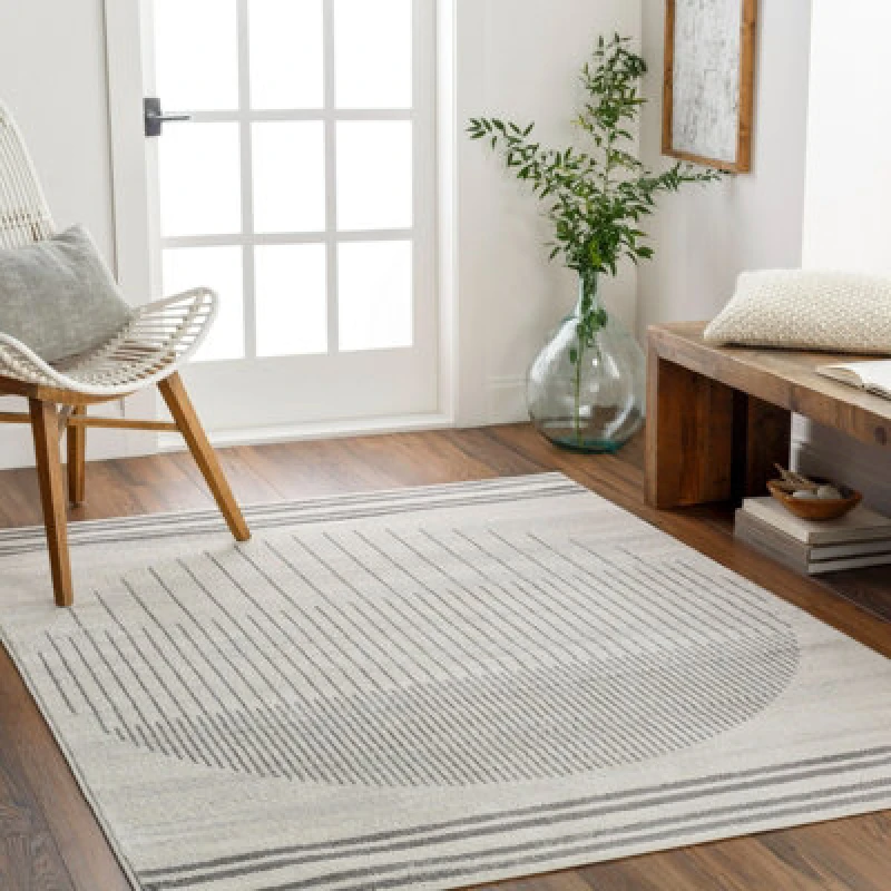 Image of Livabliss Scandi Geometric Ivory Enso Area Rug 160 X 215cm - Easy Care, Non Shedding, Ideal For Living Room & Bedroom