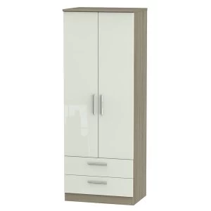 Image of Robert Dyas Kirkhill Ready Assembled Tall 2-Door Wardrobe with Drawers -Taupe Cedar