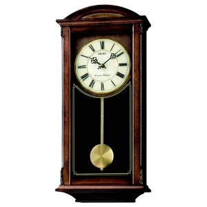 Image of Seiko Westminster/Whittington Dual Chime Wall Clock with Pendulum - Brown