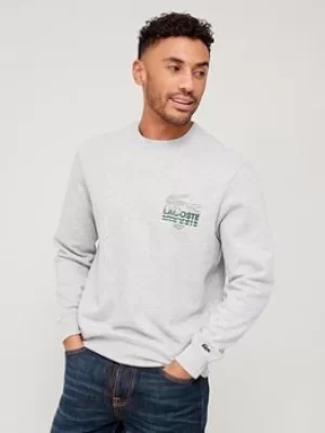 Image of Lacoste Large Logo Crew Neck Sweat, Grey, Size S, Men