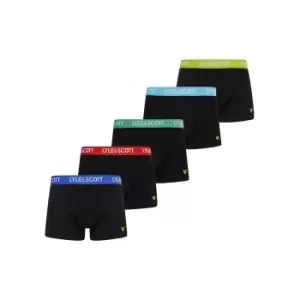 Image of Lyle & Scott Mens Miller 5 Pack Underwear Trunks - Black Multi Waistband - L