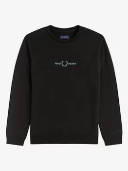 Image of Fred Perry Boys Embroidered Sweatshirt - Black, Size 2-3 Years