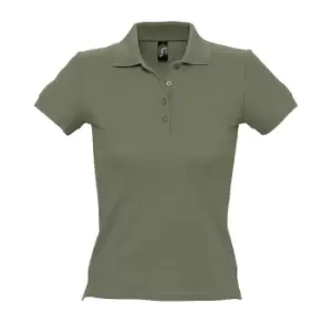Image of SOLS Womens/Ladies People Pique Short Sleeve Cotton Polo Shirt (L) (Khaki)
