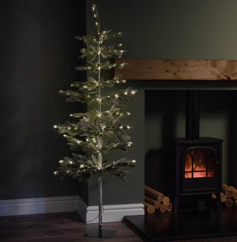 Image of 5ft (1.5m) Light up Christmas Pine Needle Tree with 220 Warm White LEDs and Metal Stand