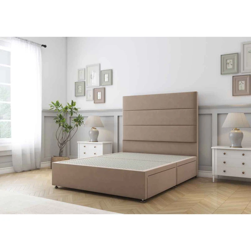 Image of Sloomy Texas Mink Plush Divan Bed Base 2 Drawers Same Side With 26" Strutted Headboard 6' Super King