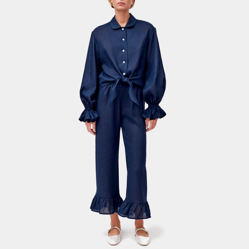 Image of Sleeper Rumba Linen Lounge Suit Navy female XS