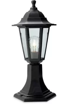 Image of Malmo 1 Light Pedstal Lantern Pillar Black Resin IP44 E27