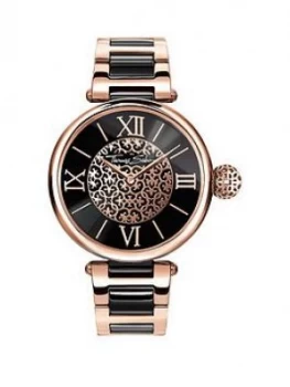 Image of Thomas Sabo Karma Black Dial Rose Detail Bracelet Ladies Watch, One Colour, Women