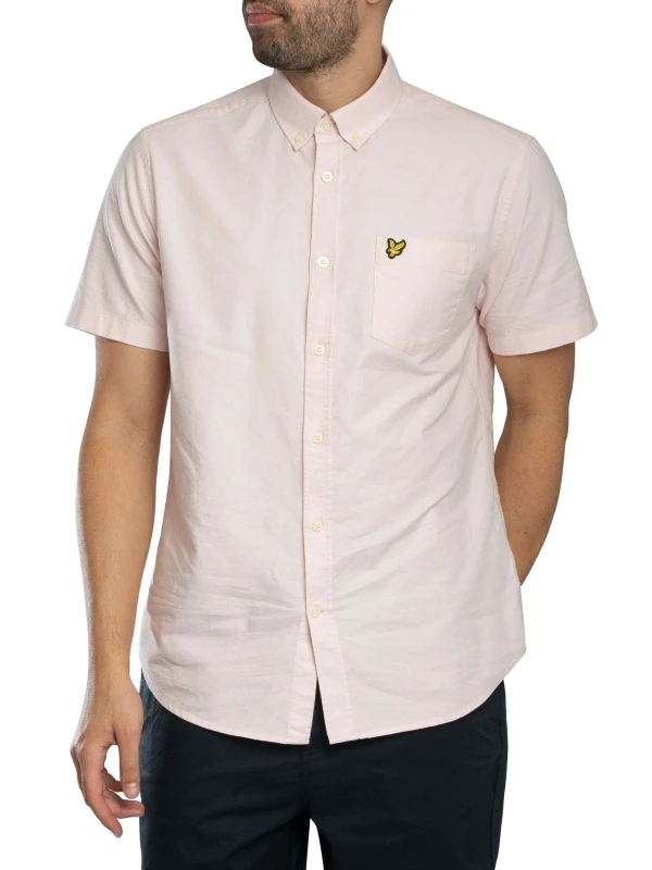Image of Lyle & Scott Short Sleeved Oxford Shirt Light Pink XXL