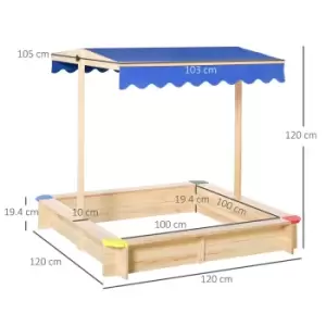 Image of Outsunny Kids Outdoor Wooden Cabana Sandbox Playset With Bench Canopy