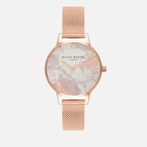 Image of Olivia Burton Womens Abstract Florals Watch Mesh - Rose Gold