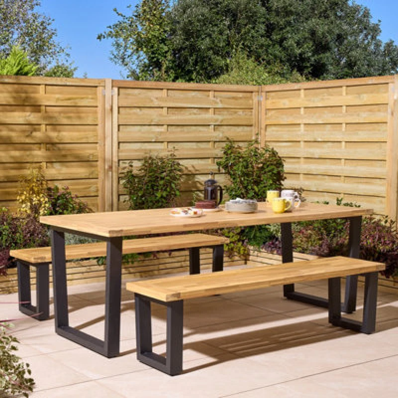 Image of Rowlinson Stockholm 6 Seat Dining Set, Brown STOSET6