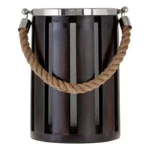 Image of Premier Housewares Hampstead Dark Mango Wood Hurricane Candle Holder - Small