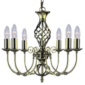 Image of Zanzibar 6 Light Multi Arm Ceiling Pendant Antique Brass, E14